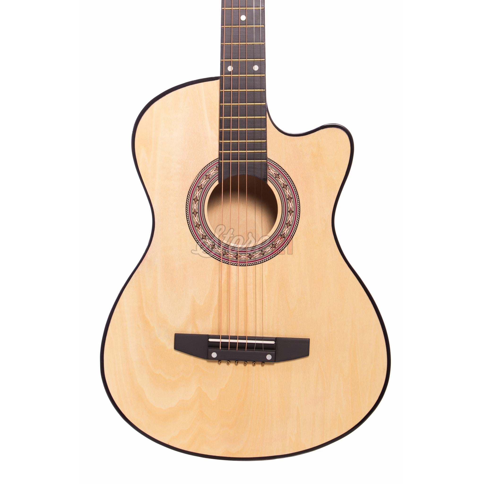 Chitara Acustica bej nature – 6 Corzi Metalice 4/4,Recomandata Peste 11 Ani, Inclusiv Adulti